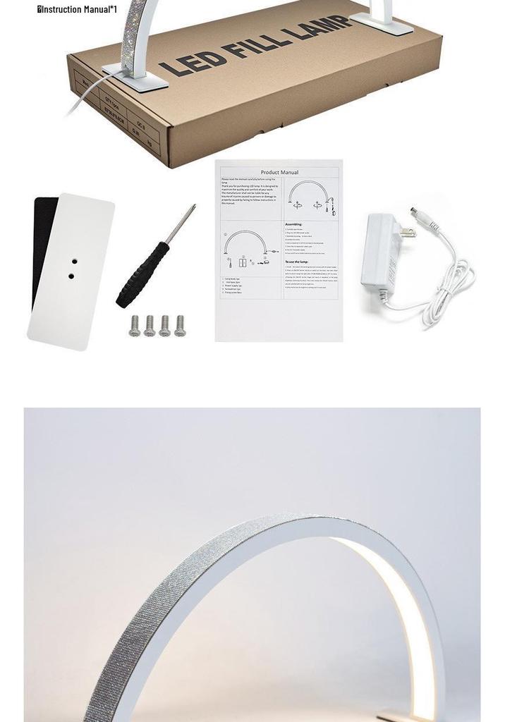 Half-Moon Adjustable Multi-Color Desktop Lamp for Eye Protection, Nail Art, Rhinestones, Beauty, Tattooing, and Eyelash Extensions.