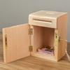 Walnut Wood Money Boxes Children Closed Piggy Bank Home Decor Storage Box with Lock Children's Room Decorative Ornaments