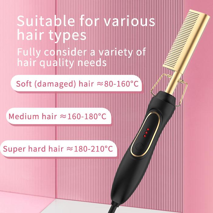 Multi-functional Luxury Custom Rhinestone Flat Travel Copper Electric Straighten Hair Straightener Brush Hot Comb