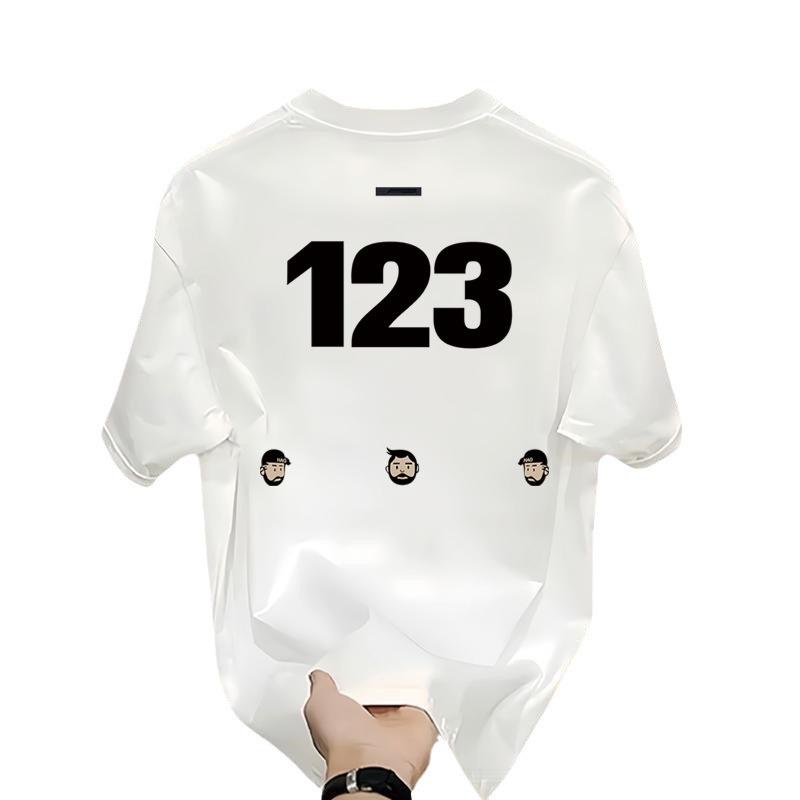 Men's Summer Casual Printed Letter Short-Sleeve Cotton T-Shirt