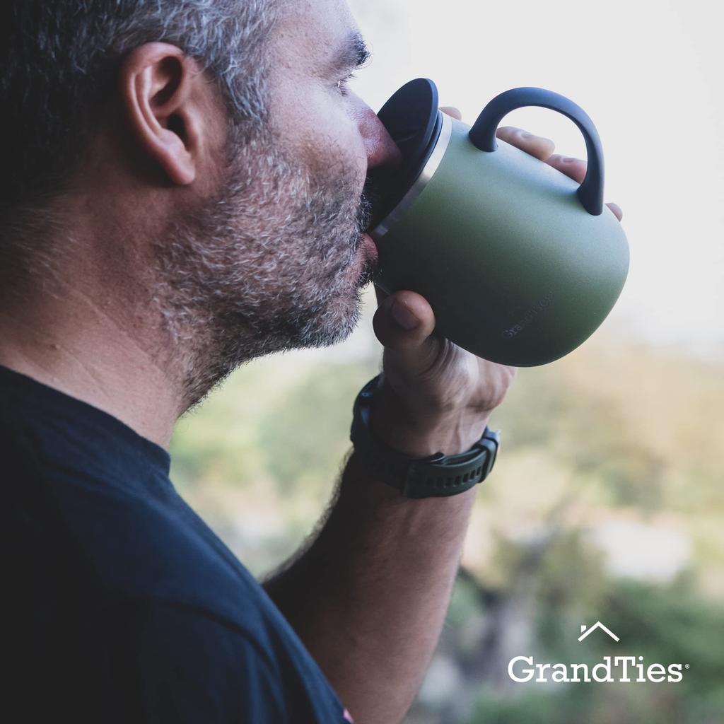 GRANDTIES Premium Vacuum Insulated Available in 19 with Sliding Stainless Steel Vacuum and Popular in the Office Mug, 460ml, Colors, Easy-Open Lid,