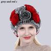 New Arrival Flowers Real Fur Hats Winter Russian Women Natural Rex Rabbit Fur Caps Lady Genuine Rex Rabbit Fur Beanies Cap