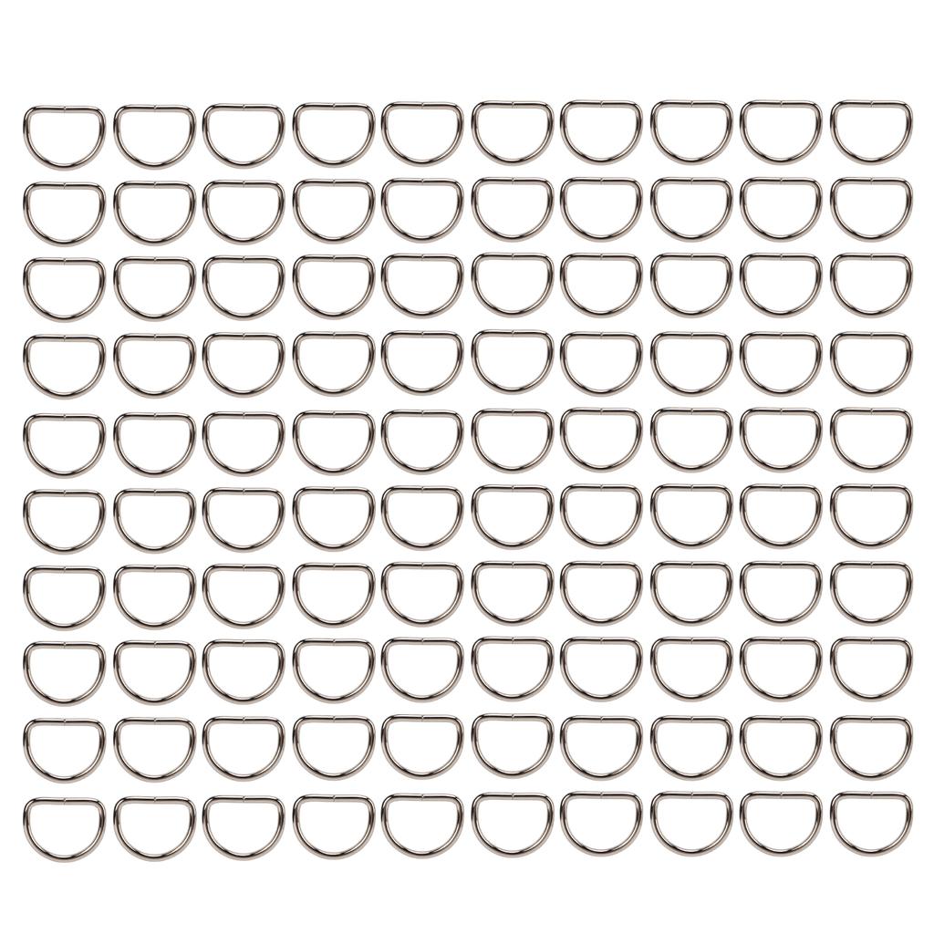 100 st Metall D-ringar Kraftig Hundhalsband D-formade Klämmor för Husdjur Bagage Bröstrem