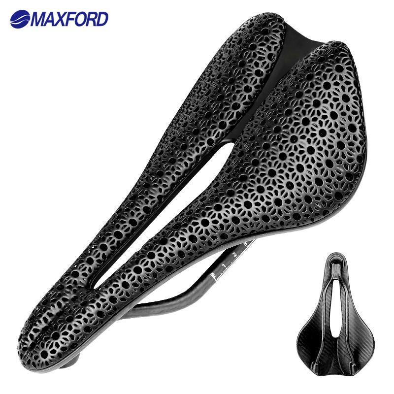 MAXFORD Carbon Fiber Bike Saddle 3D Print Bicycle Seat Mat Lightweight Seat Saddle for Mountain Bicycle Cycling Seat Cushion Pad Carbon Fiber чёрный