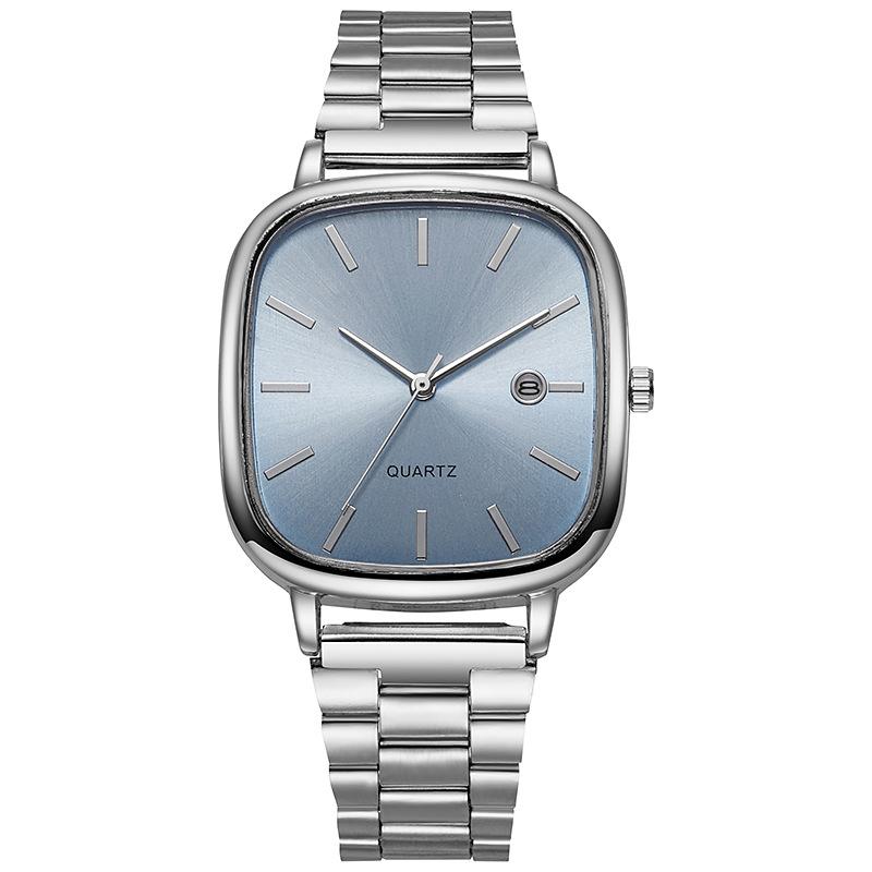 

Fashion Square Men Calendar Quartz Watch Simple Men s Wristwatches Business Watches Top Brand Gifts Clock срібний/синій
