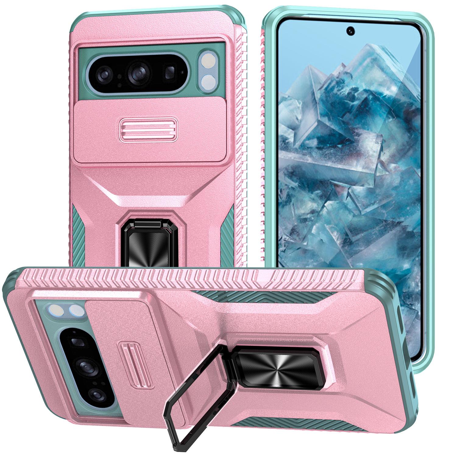 

For Google Pixel 8 Pro Case Camshield Kickstand TPU+PC Anti-Slip Phone Cover Pink Grey Green