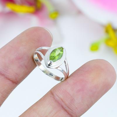 Natural Peridot Gemstone Handmade 925 Solid Sterling Silver Gift Ring S.6 j8D91