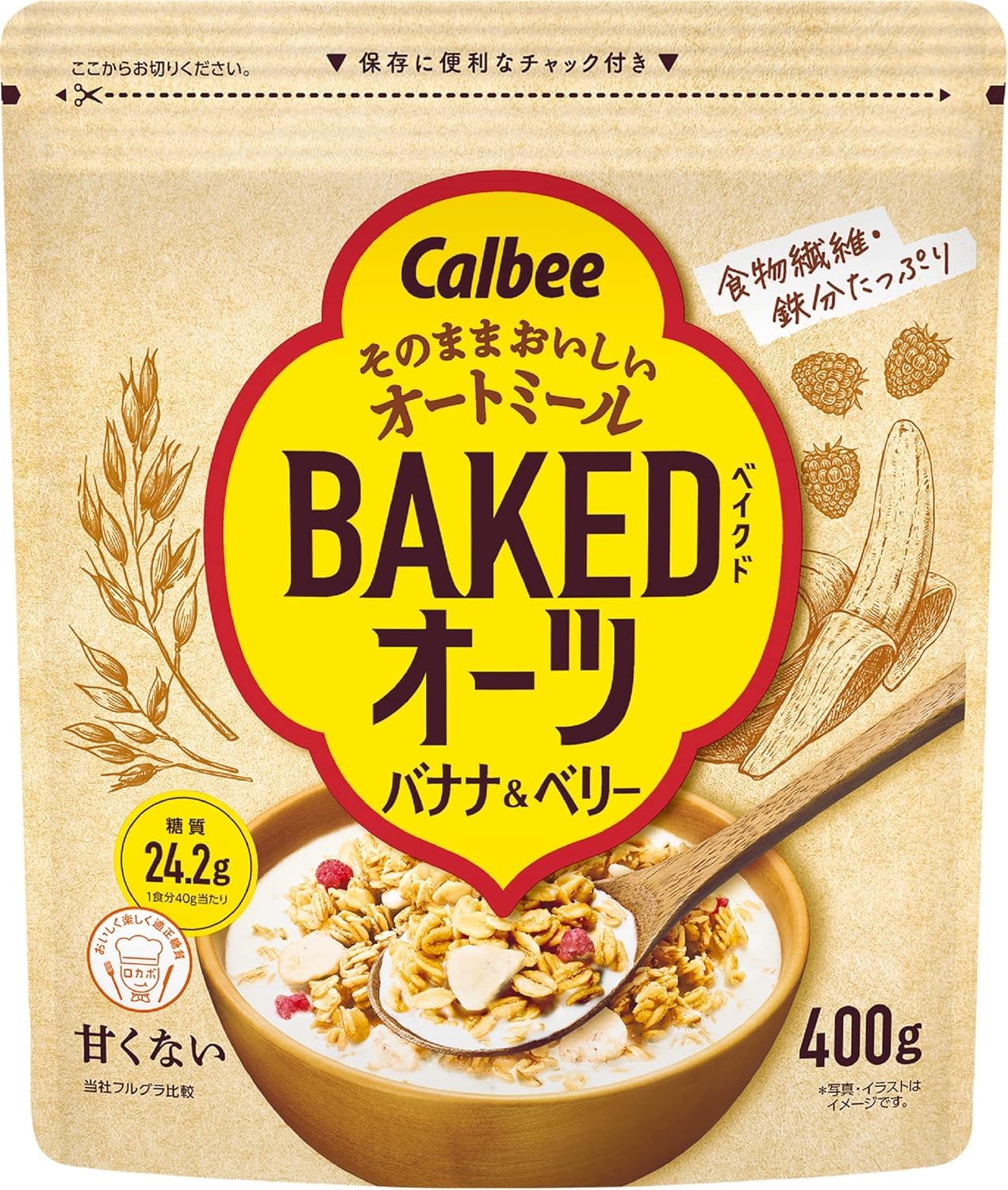 

Calbee Baked Oats со вкусом банана и ягод 400 г и