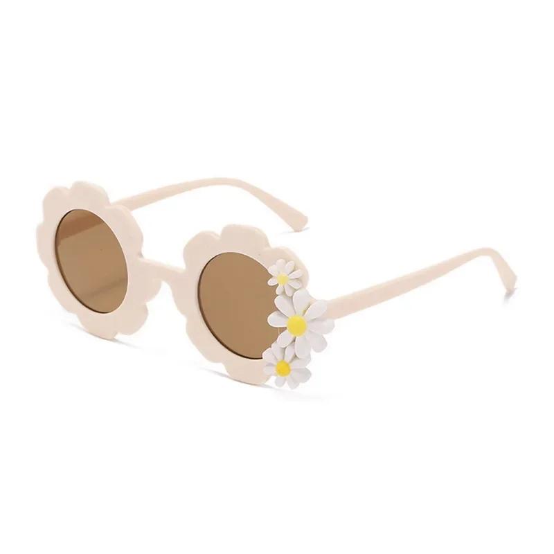 Kids Cute Round Sunflower Sunglasses Boys Girls Outdoor Travel Beach Acrylic Sun Glasses Sun Shade Eyewear UV400