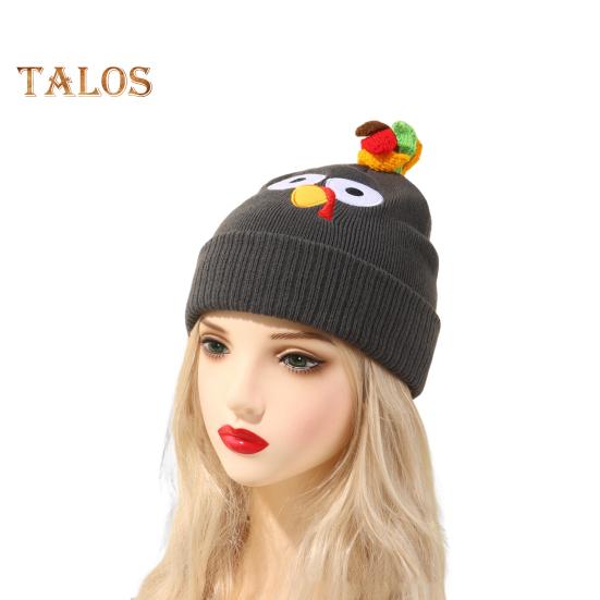 

Парная зимняя шапка на День благодарения Шапка из индейки, эластичная толстая унисекс шапка с помпоном, сохраняющая тепло головной убор E