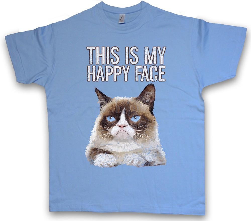 

THIS IS MY HAPPY FACE T-SHIRT – Grumpy Cat Smile Fun Cute Rockabella Girl 4XL