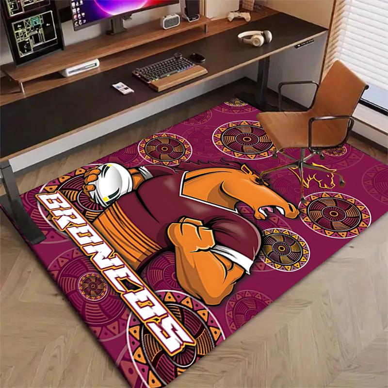 Brisbane Broncos Polyester Carpet, Soft Indoor Mat for Office Chair, Living Room, Computer Desk - Decorative Home Office Rug Design