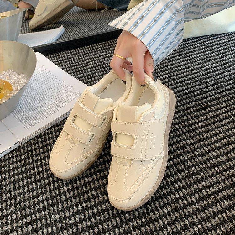 Thick-soled Velcro little white shoes women's spring 2025 new casual versatile moral training shoes round head sports board shoes