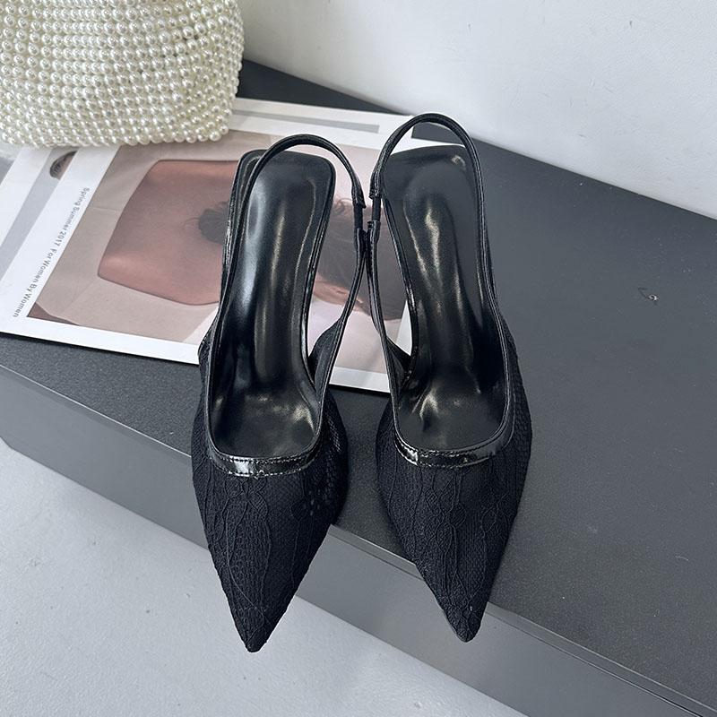 Fashion Pointed Toe Female High Heels Sandals Shoes For Women New 2025 Fashion Mesh Breathable Ladies Heeled Sandals Mules Shoes Pumps
