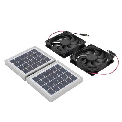Solar Exhaust Fan Kit Rain Proof 2x5W Exhaust Ventilation Cooling Fan with 10W Foldable Solar Panel for Outdoor Pet House Utility Room