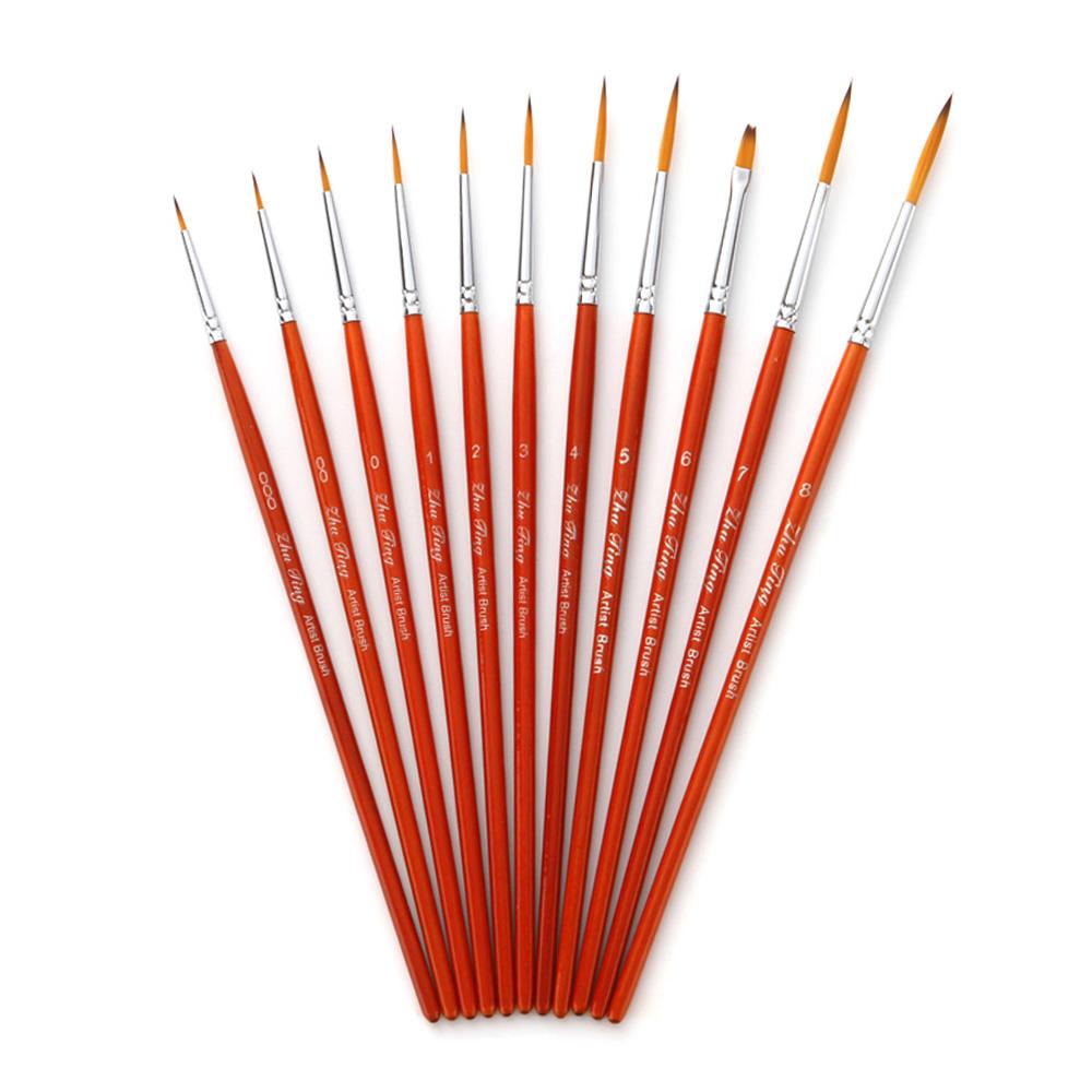 11pcs Draw Paint Brushes Kit Set Artist Paintbrush Nylon Hair Pointed Round Pen Detail Paint Brush for Artist Acrylic