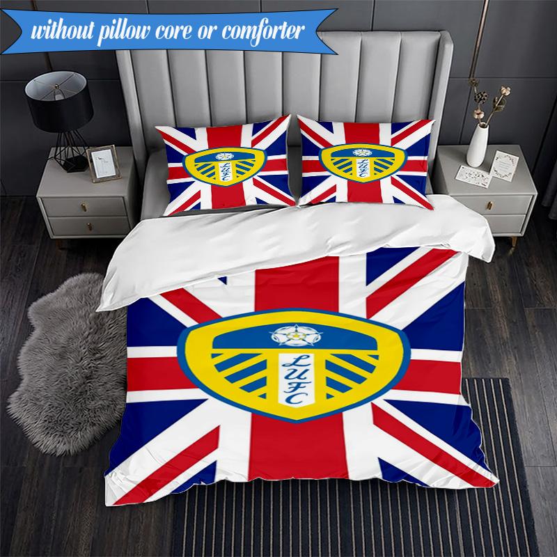 3PCS Leeds Crest Design Printed Soft Bedding Set,Including 1pc Duvet Cover And 2pcs Pillowcases Perfect for Bedroom, Dormitory, Fan gift