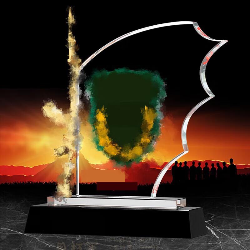 Customizable Veteran Retirement Crystal Memorial Plaque