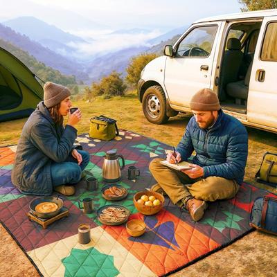 1PC Outdoor Picnic Blanket Thickened Pad Handle Design Foldable Durable Material Suitable for Family Gatherings and Camping