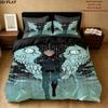 Kaiju No Pattern Bedding Quilt Set Quilt Cover Pillowcase Home Birthday Gift(1 * Duvet Cover + 2 * Pillowcase, Without Core)