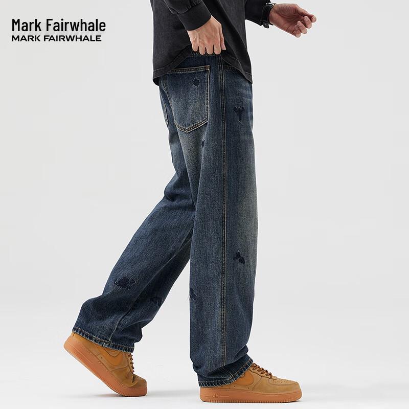 Mark Fairwhale Men's Embroidered Loose-Fit Straight Jeans