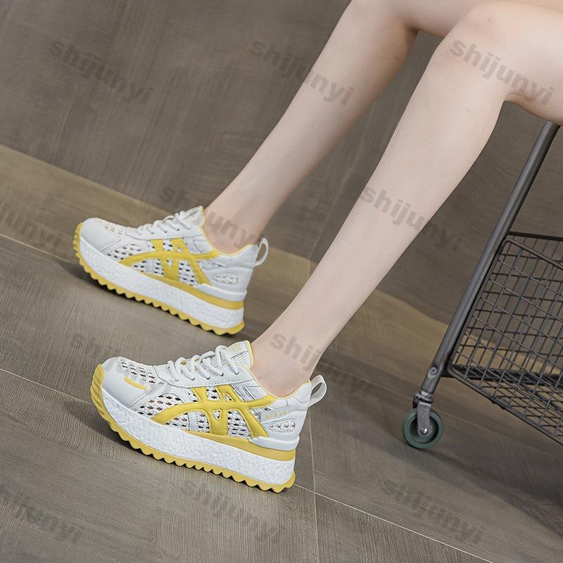 Fashion Women's Platform Sneakers Luxury Mesh Breathable Sports Running Shoes Height Increase Comfortable Fashion Lace-up Casual Shoes