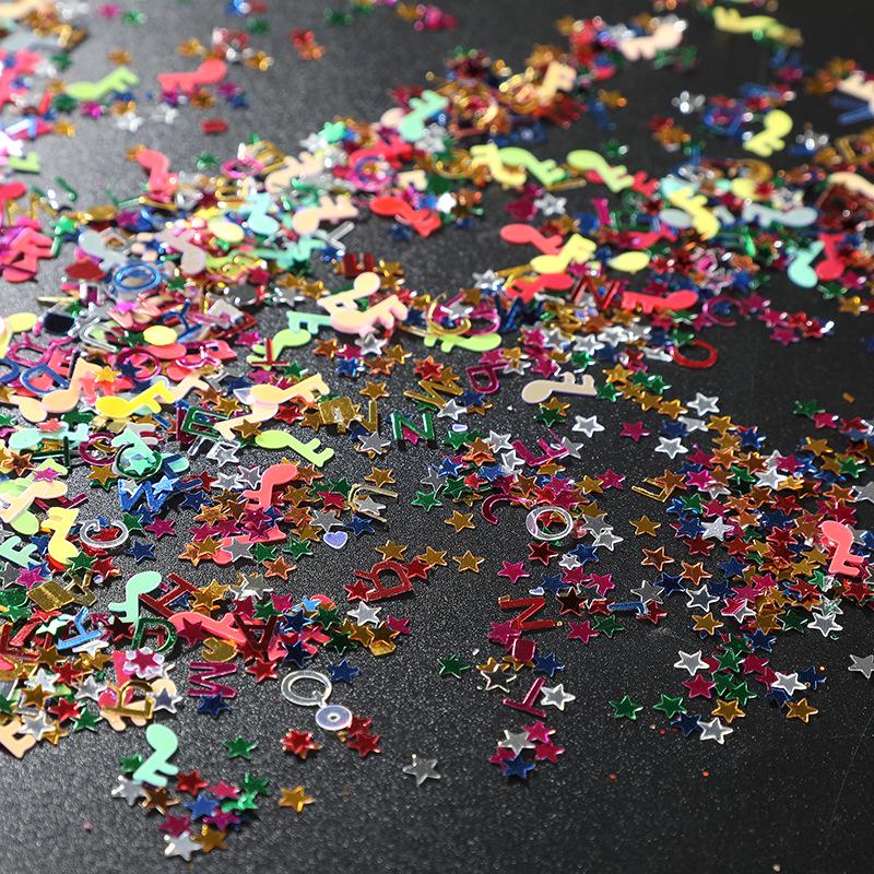 Colorful Nail Art Stickers with Stars & Letters - DIY Glitter Ornaments