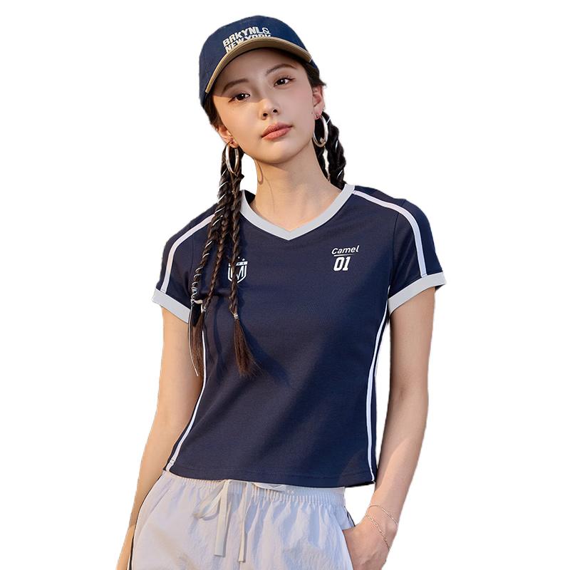 CAMEL Women s Tennis Style V-Neck Sport T-Shirt M