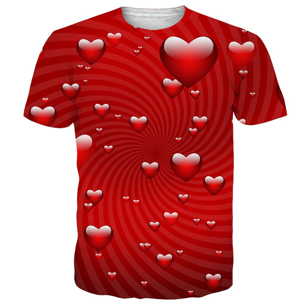 Tricou de vară pentru bărbați cu imprimeu digital 3D, Ziua Îndrăgostiților, cuplu, 3D, dragoste, casual