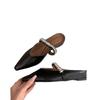 Inner Height-increasing Bag Head Half Slippers Women's Shoes Wear New Pointed Mary Jane Half-support Single Shoes