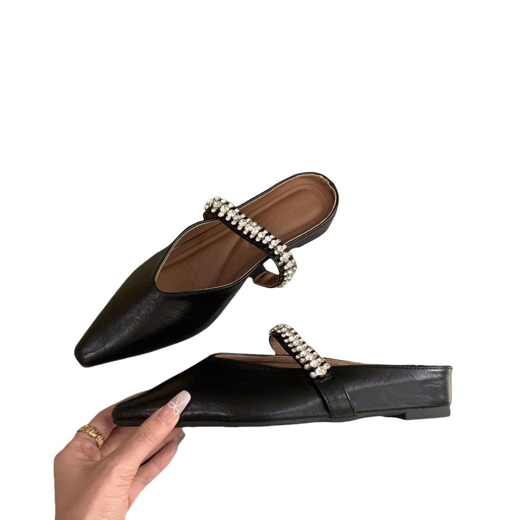 Inner Height-increasing Bag Head Half Slippers Women's Shoes Wear New Pointed Mary Jane Half-support Single Shoes