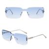 Metal Square Frameless Sunglasses For Men Women Outdoor Shades Anti UV Sun Glasses