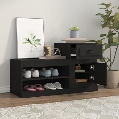Shoe Cabinet Black 100x42x60 Cm Particleboard