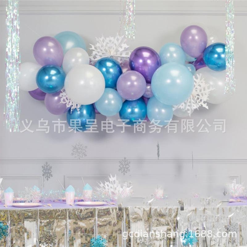 Christmas Venue Arrangement Balloon Set, Christmas Party Balloon Set Decoration, Snowflake Metal Balloon Set