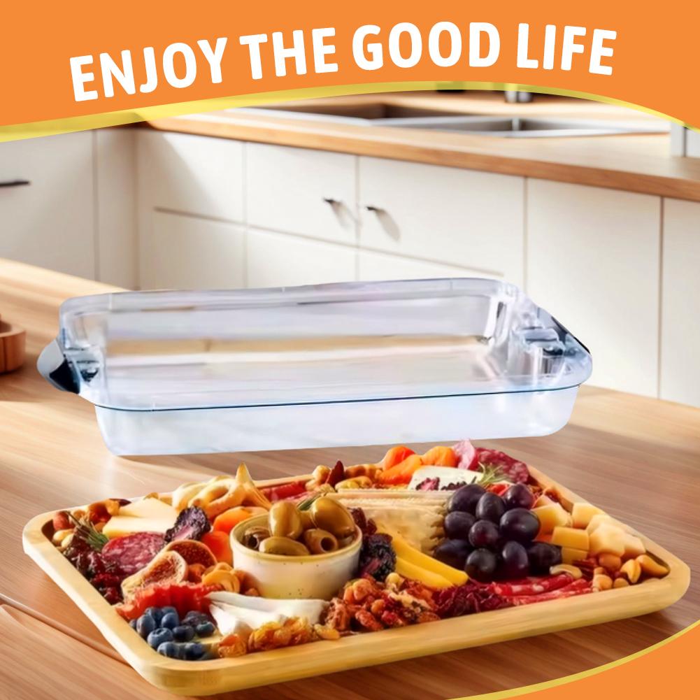 Bamboo Charcuterie Board Tray W/ Lid Cheese Platter Serving Tray Charcuterie Board for Kitchen Cooking Family Party Gift