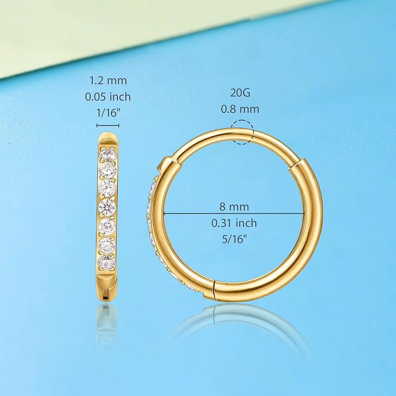 [limerencia] medical use pure titanium Piercing, Hypoallergenic Titanium Huggie Hoop Earrings Set G23 Piercing Cartilage Piercing Set for Women's
