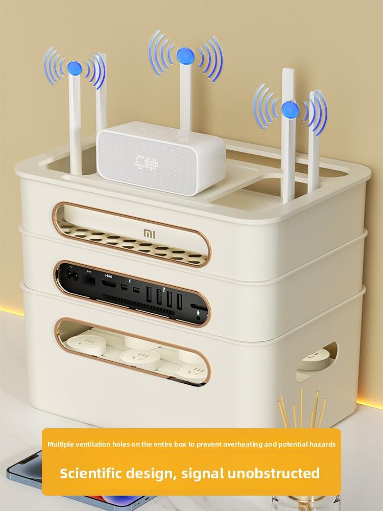 Wireless Router Storage Box TV Box Organizer Cable Management PVC Holder Living Room Solution TV Wall Mount Shelf