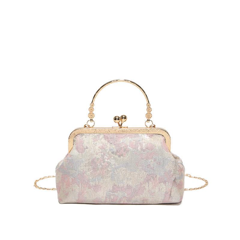 Trendy Chic Vintage-inspired Pink Shell Clutch Bag 2024 New Canvas Shoulder Bag