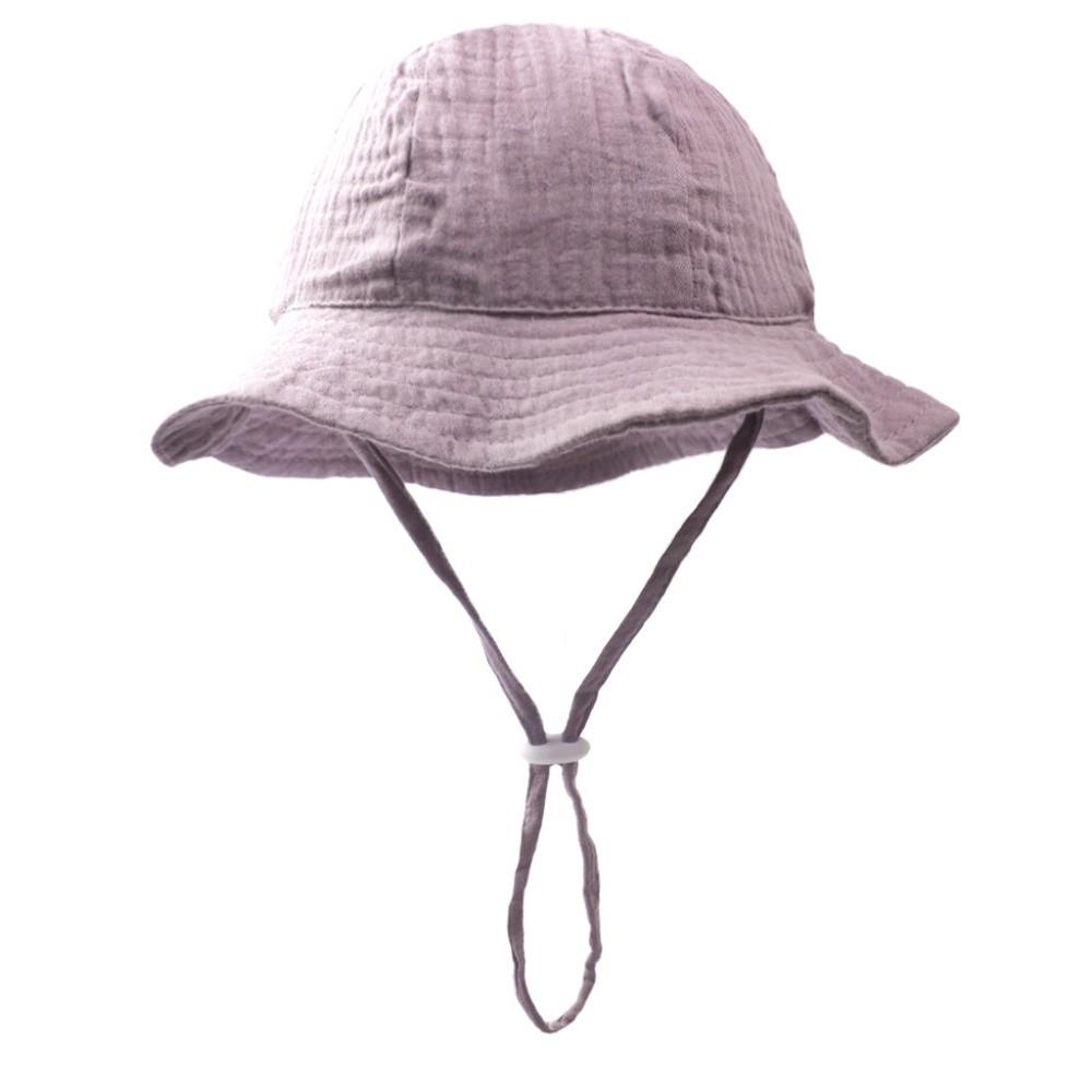 Soft Cotton Babies Bucket Hat Breathable Beach Panama Hat Children s Fisherman Hat for Boys Girls фиолетовый