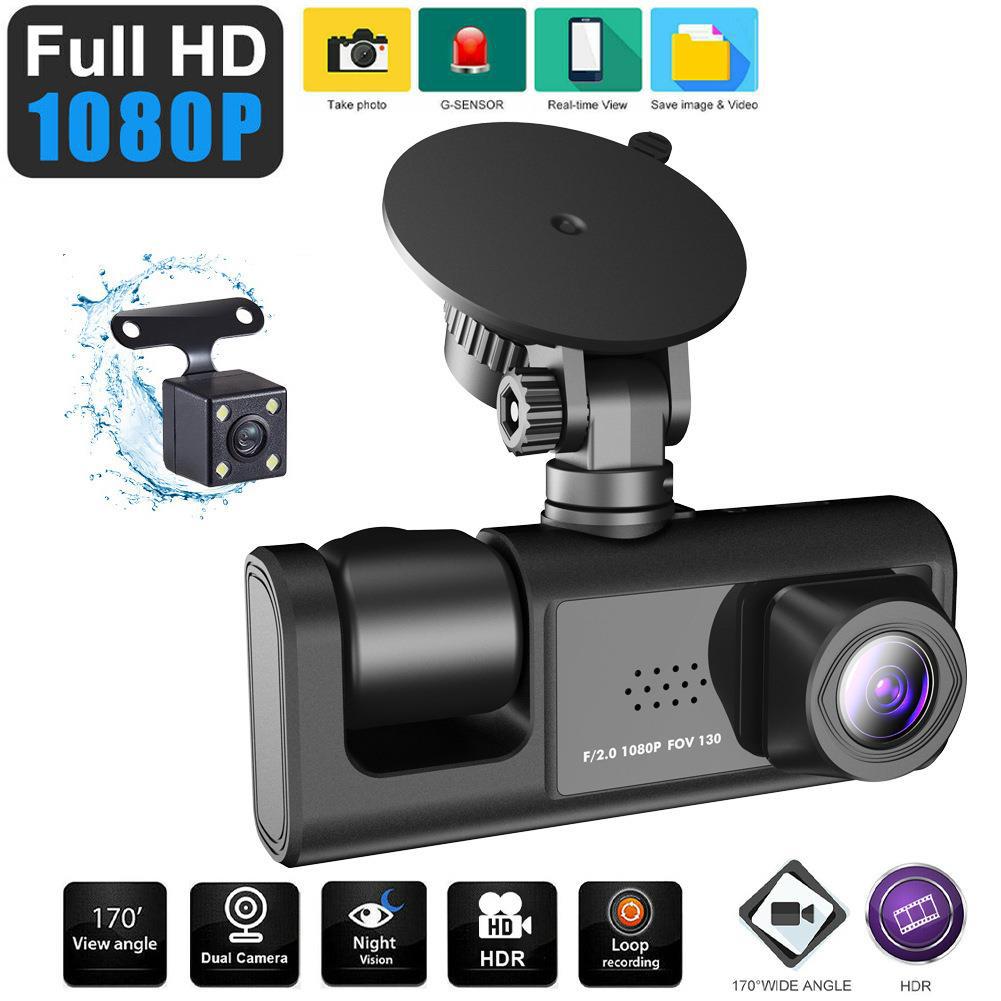 Neu Icreative Auto DVR 3 Kameras Full HD 1080P Dual Lens Auto DVR Kamera 2,0 Zoll IPS Bildschirm Vorne Hinten Recorder