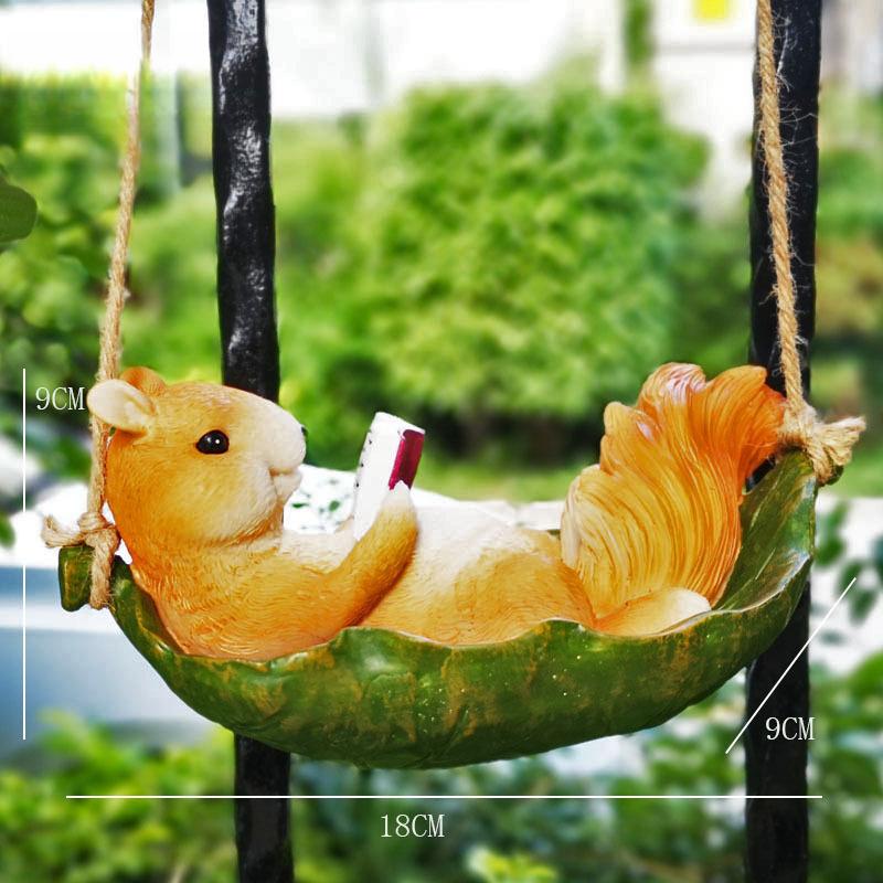 Resin Simulation Squirrel Pendant, Hanging Ornament for Garden, Flower Pot & Balcony