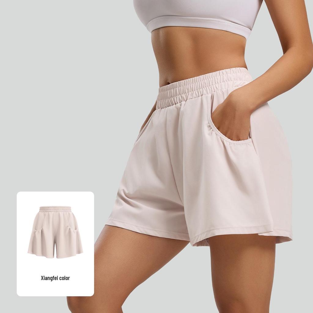 Women's High-Waist Breathable Yoga Shorts with Pockets – Loose Fit for Running & Fitness