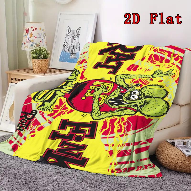 Rat Fink 2D Flat Pattern Flannel Blanket High quality All Seasons Warmth and Comfort Perfect for Christmas Gifts.MMT0918163