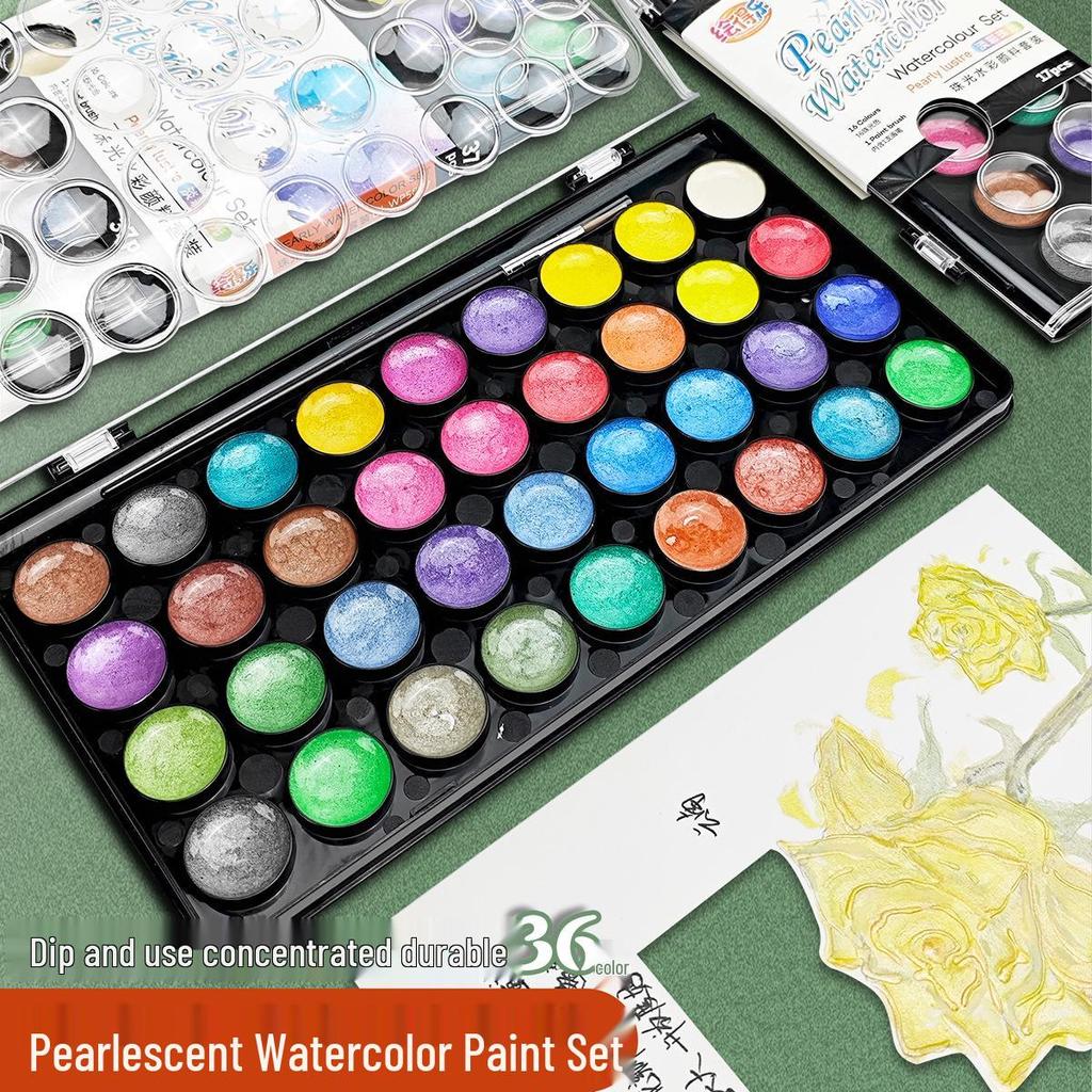 Huideler Perle 36-Farben Waschbares Aquarellfarben-Set für Anfänger & Profis