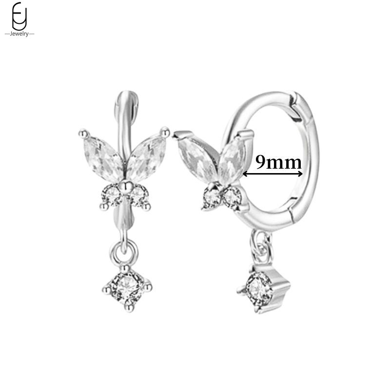 925 Silver Ear Buckles Fashion Hoop Earrings White Crystal Luxury Women's Earrings Wedding Women's Jewelry Premium Gift