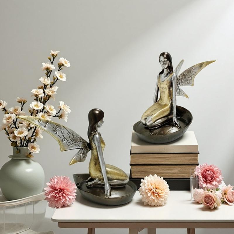 Angel Figurines Resin Faery Statue for Home Decors Faery Sculptures Decorative Ornament Housewarmings Gift for Women Girls