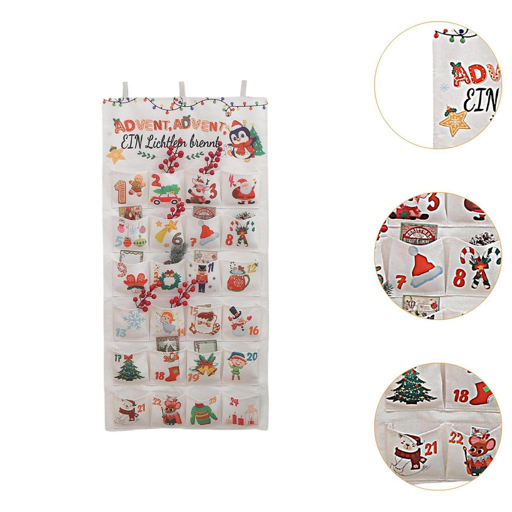 Christmas Advent Calendar Hanging Advent Calendar 24 Pockets Empty Fillable Advent Calendar for Holiday Door Wall Office Bedroom