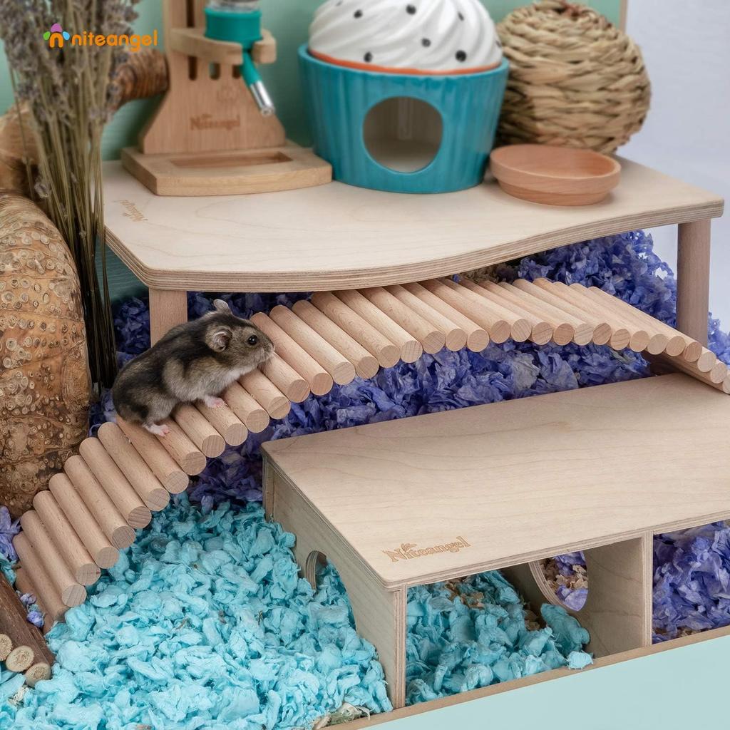 Wood Hamster Suspension Bridge Toy, Long Climbing Ladder for Dwarf Hamster Mice Mouse Gerbils and Other Small Animals