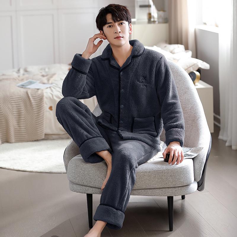 Cozy Winter Fleece Pajama Set for Couples - Thick Velvet Homewear for Women and Men