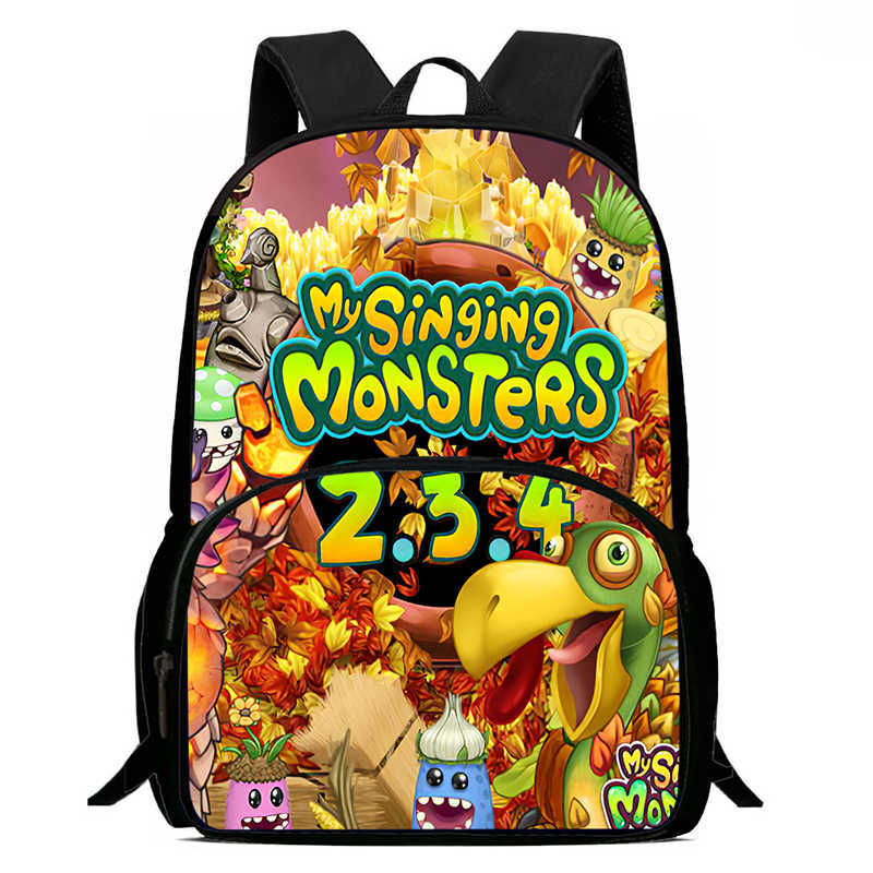 Zaino Anime Periferico My Singing Monster Borse Scolastiche da Uomo e da Donna